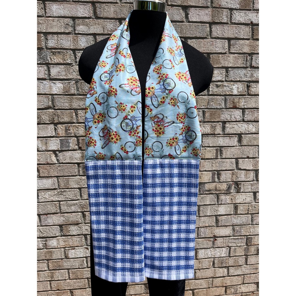 Sunflower Bicycle Kitchen Scarf: Blue Gingham Kitchen Boa